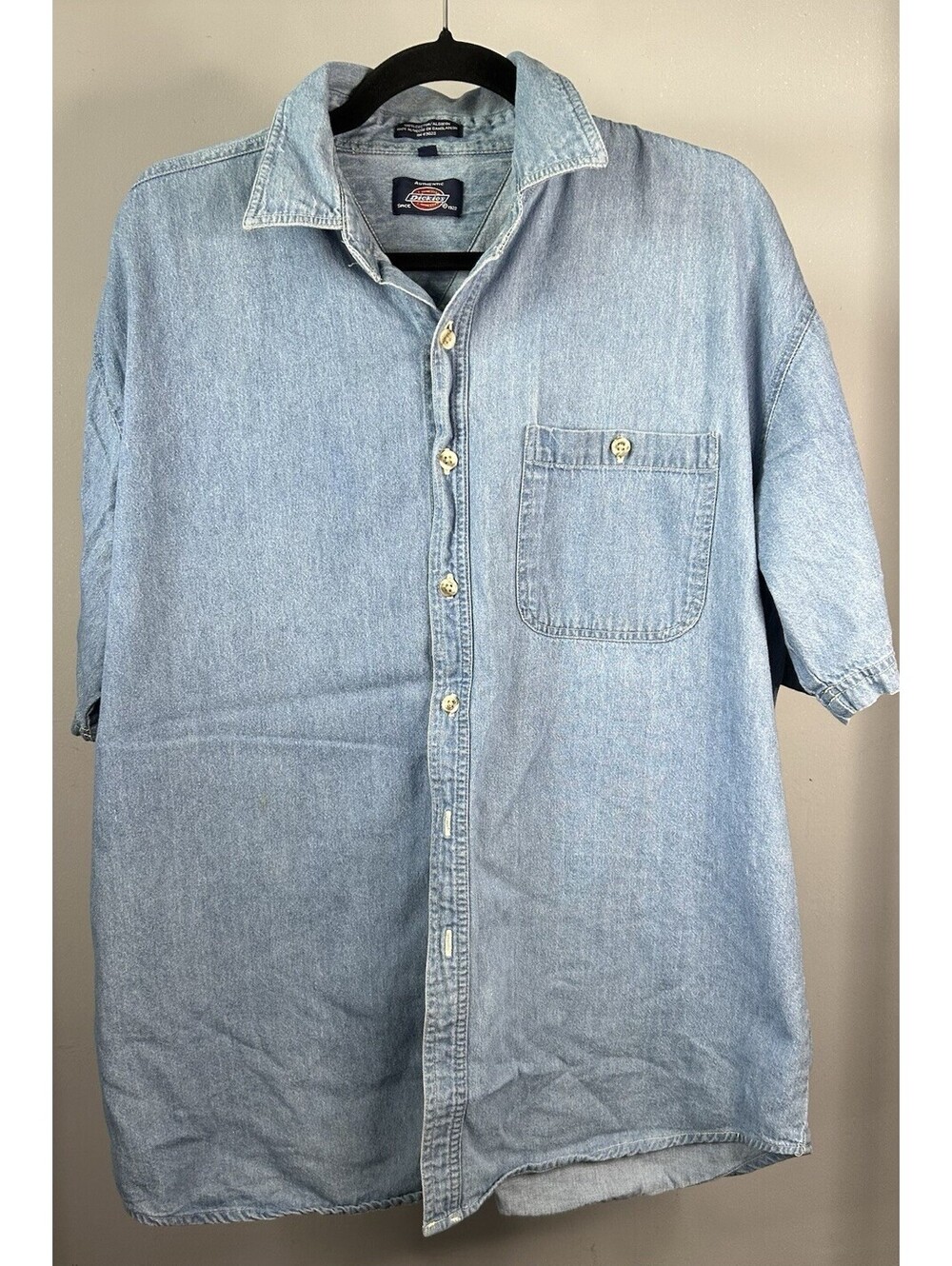 Vintage Dickies Denim Button Down Short Sleeve Shirt Men’s Size Large